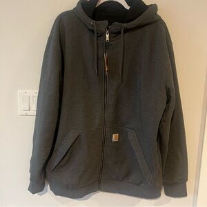 Carhartt Rain Defender Midweight Thermal Lined Full Zip Grey Sweatshirt Hoodie L